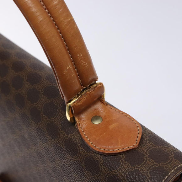 CELINE Macadam Canvas Hand Bag PVC Leather Brown Gold Auth bs28136