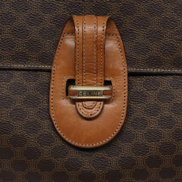 CELINE Macadam Canvas Hand Bag PVC Leather Brown Gold Auth bs28136