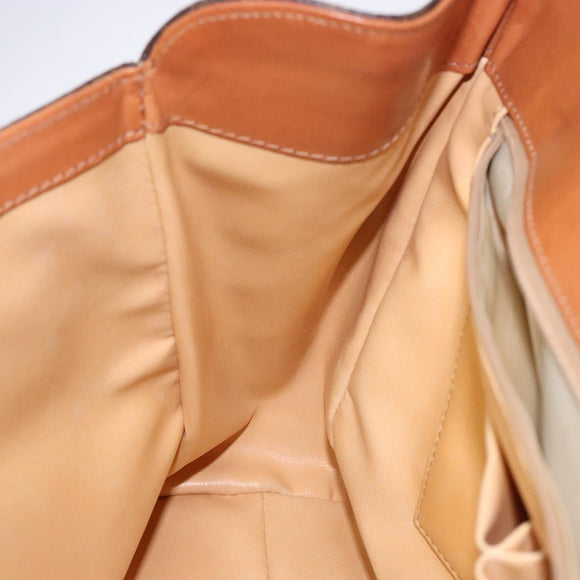 CELINE Macadam Canvas Hand Bag PVC Leather Brown Gold Auth bs28136