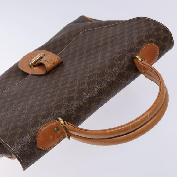 CELINE Macadam Canvas Hand Bag PVC Leather Brown Gold Auth bs28136