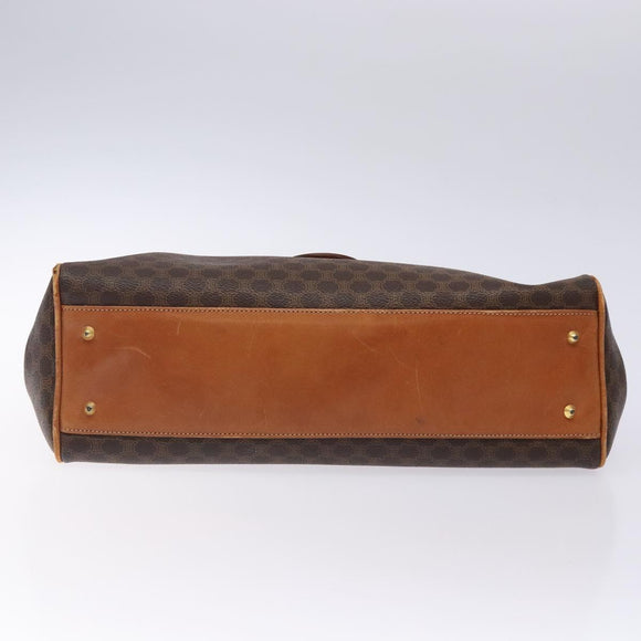 CELINE Macadam Canvas Hand Bag PVC Leather Brown Gold Auth bs28136