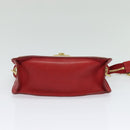 CELINE Chain Shoulder Bag Leather Red Gold Auth bs28138-10