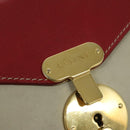 CELINE Chain Shoulder Bag Leather Red Gold Auth bs28138-15