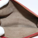 CELINE Chain Shoulder Bag Leather Red Gold Auth bs28138-16