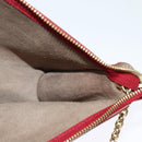 CELINE Chain Shoulder Bag Leather Red Gold Auth bs28138-17