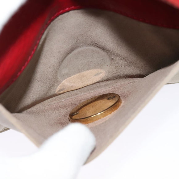 CELINE Chain Shoulder Bag Leather Red Gold Auth bs28138