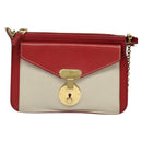 CELINE Chain Shoulder Bag Leather Red Gold Auth bs28138-2