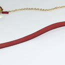 CELINE Chain Shoulder Bag Leather Red Gold Auth bs28138-7