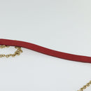 CELINE Chain Shoulder Bag Leather Red Gold Auth bs28138-8