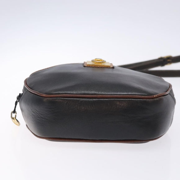 CELINE Schoudertas Leer Zwart Goud Auth bs28139