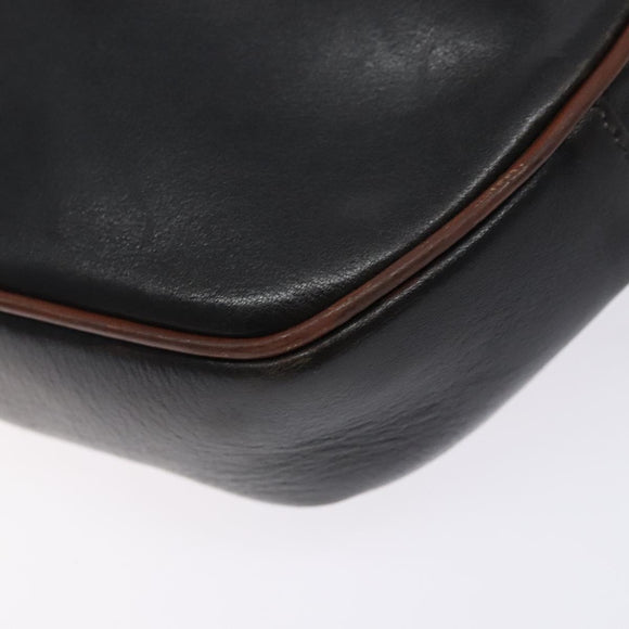 CELINE Shoulder Bag Leather Black Gold Auth bs28139