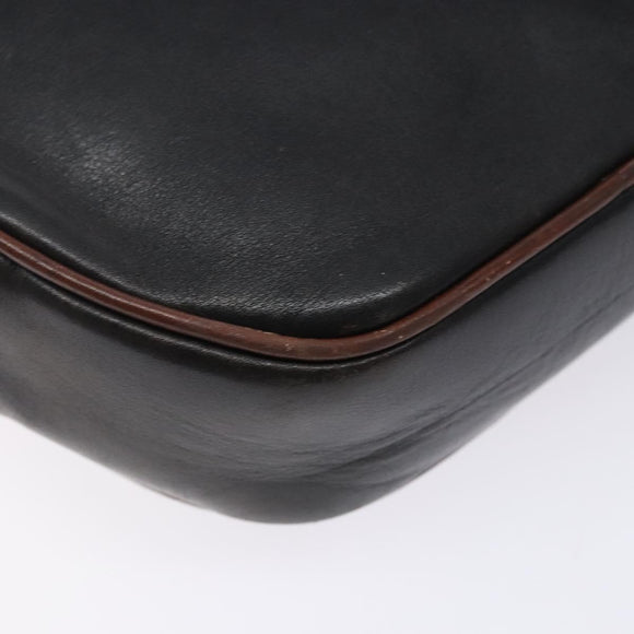 CELINE Shoulder Bag Leather Black Gold Auth bs28139