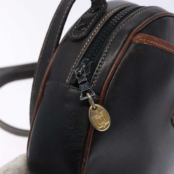 CELINE Shoulder Bag Leather Black Gold Auth bs28139