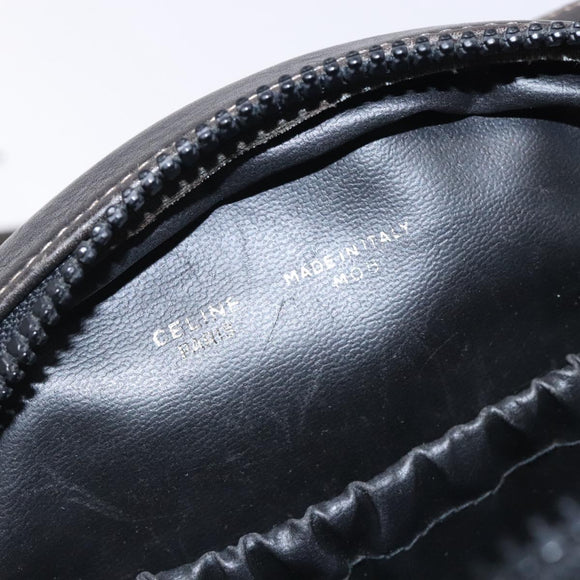CELINE Schoudertas Leer Zwart Goud Auth bs28139