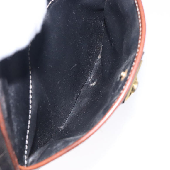 CELINE Shoulder Bag Leather Black Gold Auth bs28139