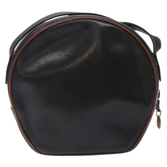 CELINE Shoulder Bag Leather Black Gold Auth bs28139