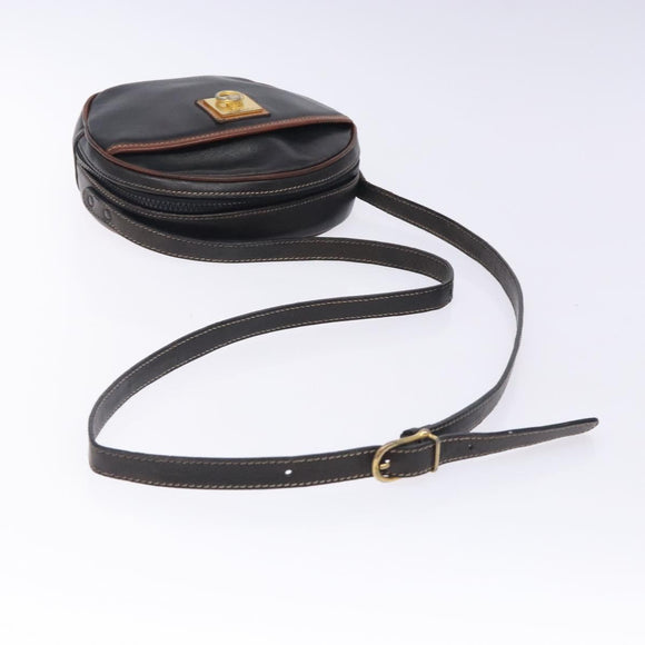 CELINE Shoulder Bag Leather Black Gold Auth bs28139