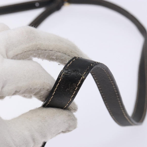 CELINE Shoulder Bag Leather Black Gold Auth bs28139