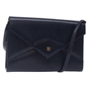GIVENCHY Shoulder Bag Leather Navy Gold Auth bs28140-1