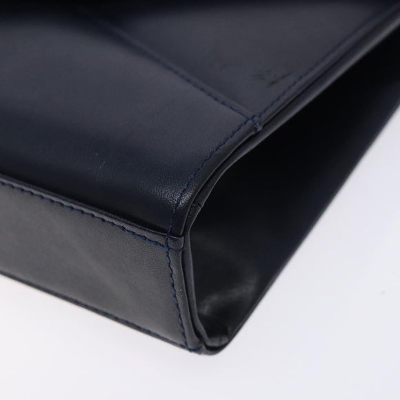 GIVENCHY Shoulder Bag Leather Navy Gold Auth bs28140