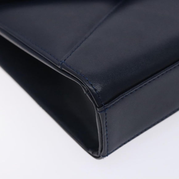 GIVENCHY Shoulder Bag Leather Navy Gold Auth bs28140