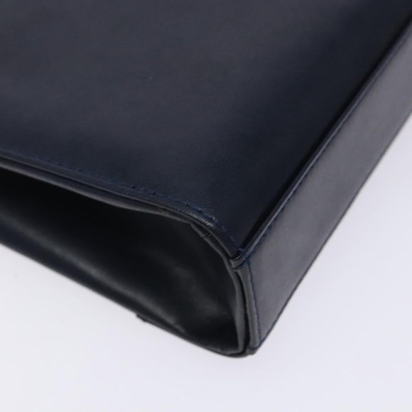 GIVENCHY Shoulder Bag Leather Navy Gold Auth bs28140