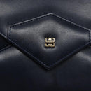 GIVENCHY Shoulder Bag Leather Navy Gold Auth bs28140-14