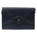 GIVENCHY Shoulder Bag Leather Navy Gold Auth bs28140-2