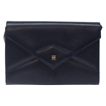 GIVENCHY Shoulder Bag Leather Navy Gold Auth bs28140 - 0