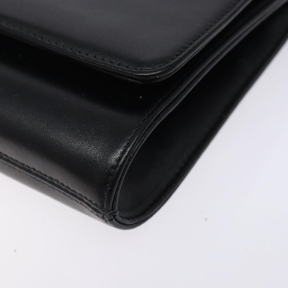 GIVENCHY Shoulder Bag Leather Black Gold Auth bs28141