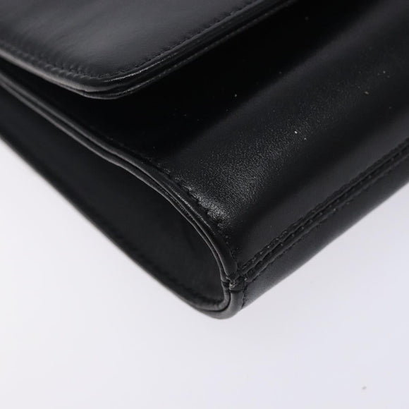 GIVENCHY Shoulder Bag Leather Black Gold Auth bs28141