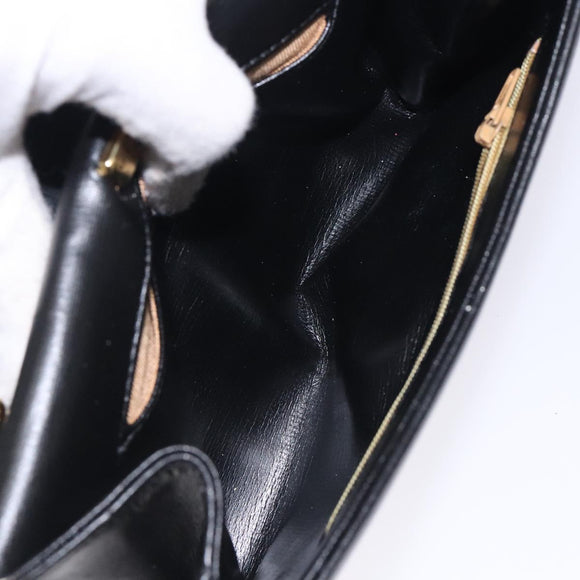 GIVENCHY Shoulder Bag Leather Black Gold Auth bs28141