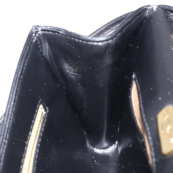 GIVENCHY Shoulder Bag Leather Black Gold Auth bs28141