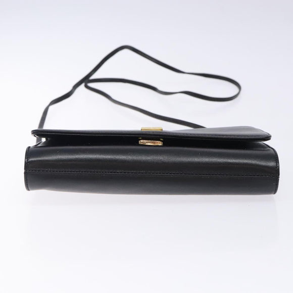 GIVENCHY Shoulder Bag Leather Black Gold Auth bs28141