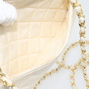 CHANEL Matelassé Chain Schoudertas Lamsleer Wit Goudkleurige CC Auth bs28144-24