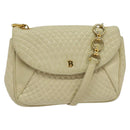 BALLY Shoulder Bag Leather Beige Gold Auth bs28149-1