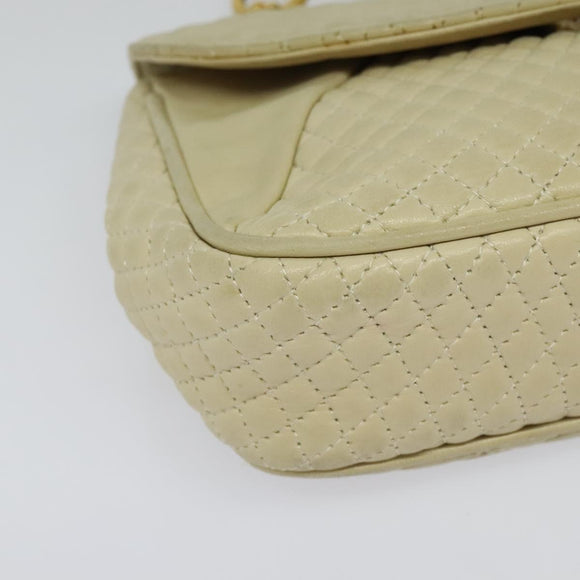 BALLY Shoulder Bag Leather Beige Gold Auth bs28149