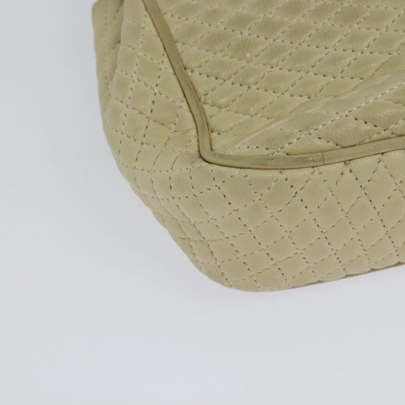 BALLY Shoulder Bag Leather Beige Gold Auth bs28149