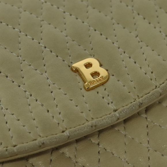 BALLY Shoulder Bag Leather Beige Gold Auth bs28149
