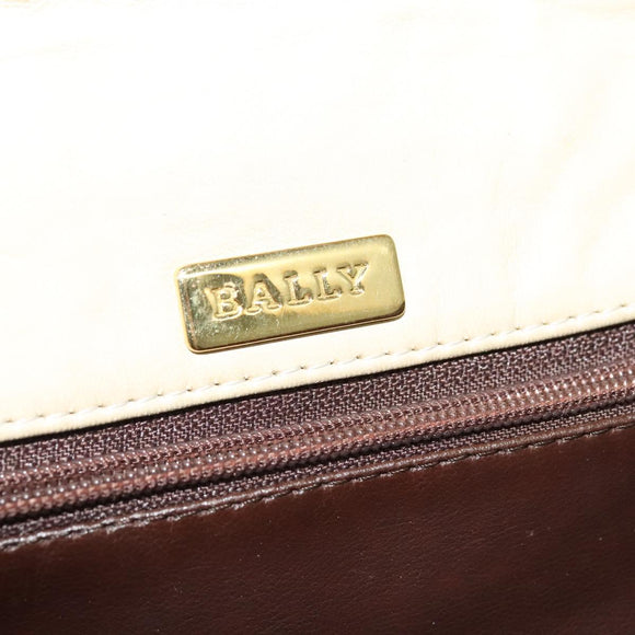BALLY Shoulder Bag Leather Beige Gold Auth bs28149