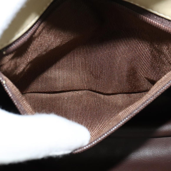 BALLY Shoulder Bag Leather Beige Gold Auth bs28149