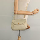 BALLY Shoulder Bag Leather Beige Gold Auth bs28149-22