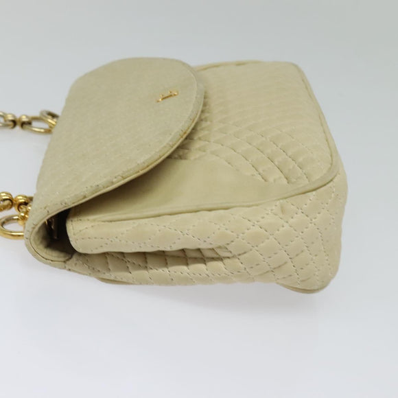 BALLY Shoulder Bag Leather Beige Gold Auth bs28149
