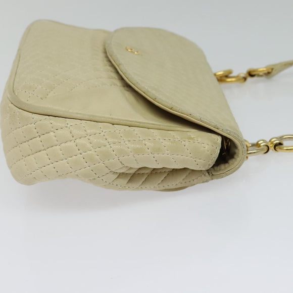 BALLY Shoulder Bag Leather Beige Gold Auth bs28149