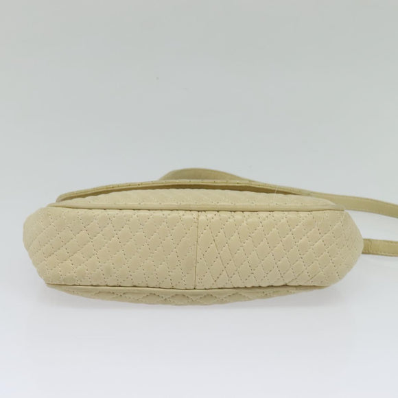 BALLY Shoulder Bag Leather Beige Gold Auth bs28149