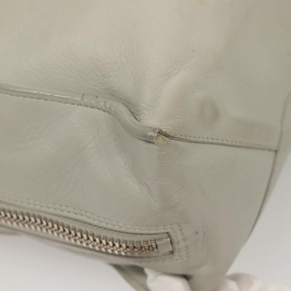 BALENCIAGA The Paper Hand Bag Leather 2way Gray Silver Auth bs28150