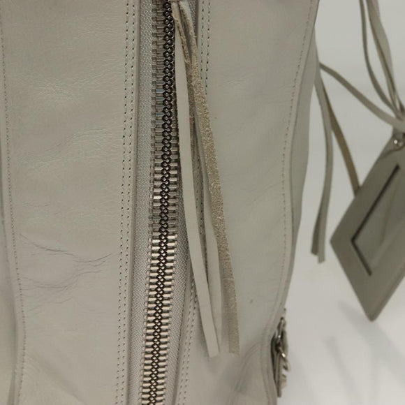 BALENCIAGA The Paper Hand Bag Leather 2way Gray Silver Auth bs28150