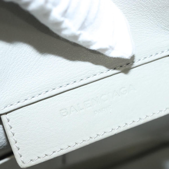 BALENCIAGA The Paper Hand Bag Leather 2way Gray Silver Auth bs28150