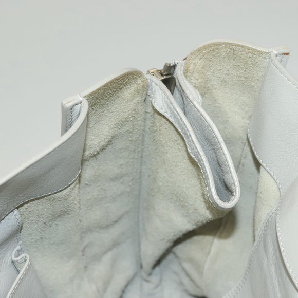 BALENCIAGA The Paper Hand Bag Leather 2way Gray Silver Auth bs28150