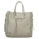 BALENCIAGA The Paper Hand Bag Leather 2way Gray Silver Auth bs28150-2